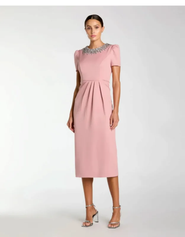 Rhinestone Neckline Sheath Dress