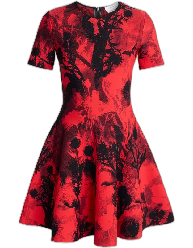 Floral Jacquard Mini Dress