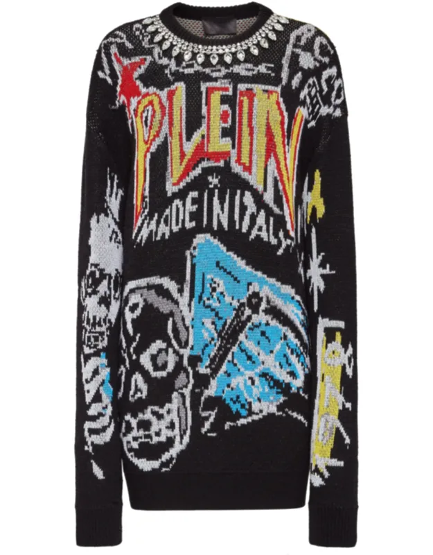 Pullover Round Neck Long Sleeve Graffiti