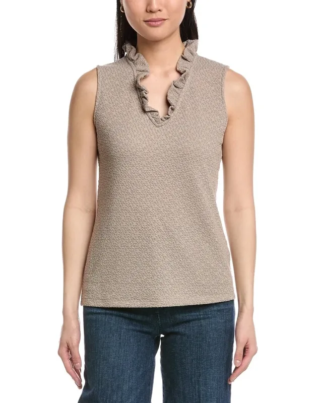 Smocked Knit Ruffle Top