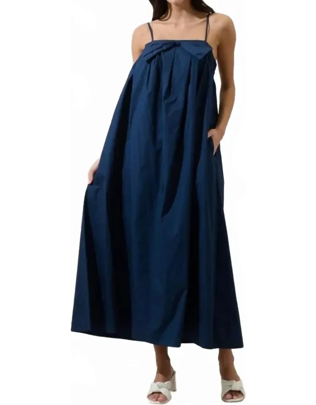 Melly Pleated Bow Maxi Dress