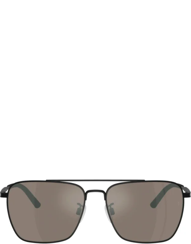 Rectangular Metal Frame Sunglasses With Double Bridge Design