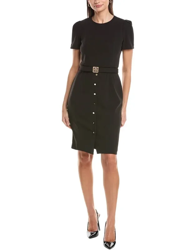 Box Pleat Sleeve Sheath Dress