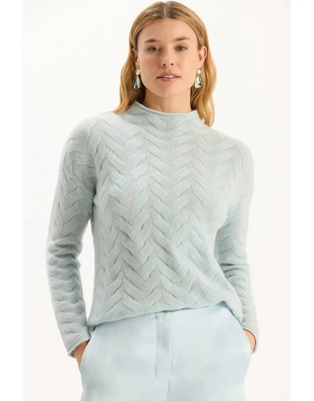 Basketweave Mock Neck Sweater