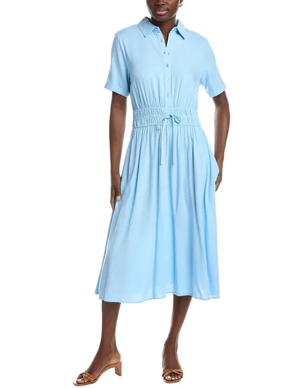 Linen-blend Midi Dress
