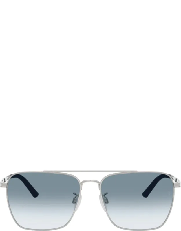 Square Metal Frame Sunglasses With Gradient Blue Lenses