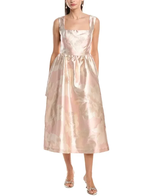 Open Back Square Neck A-line Midi Dress