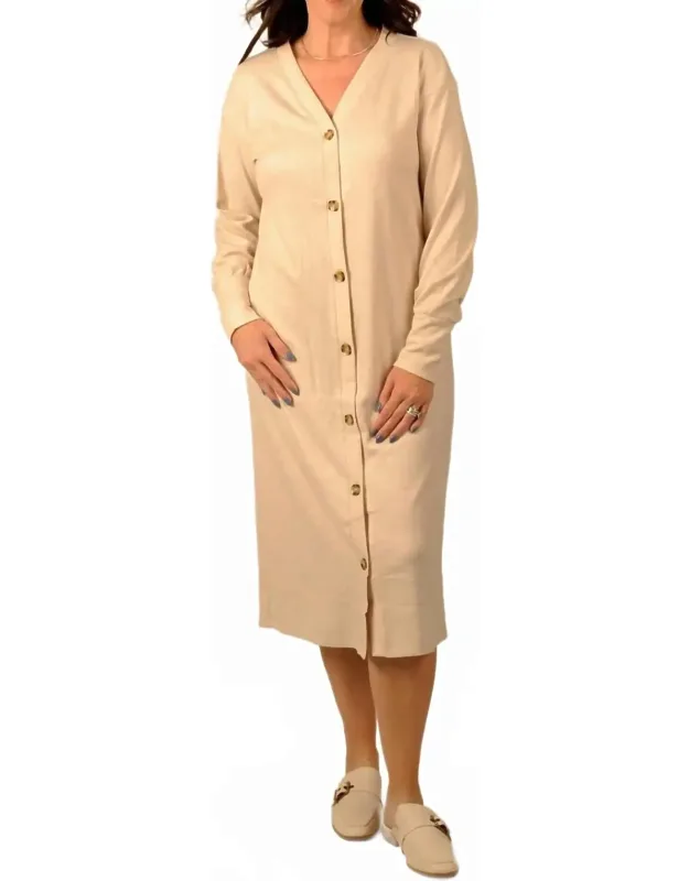 Oat And Honey Button Down Midi Dress
