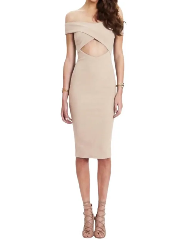 Boulevard Crossover Cutout Off Shoulder Midi Dress