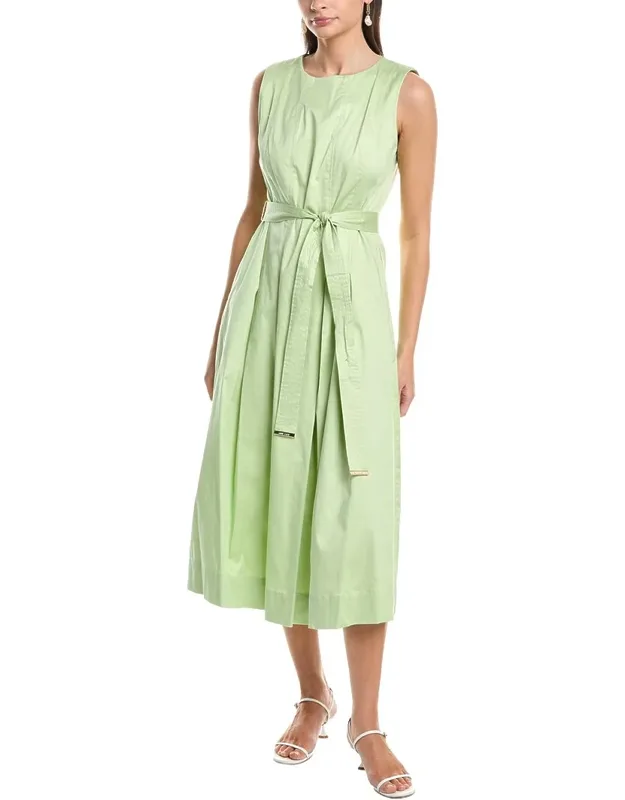 Paneled Bodice Jewel Neck Midi Dress