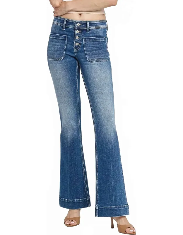 Mid Rise Trouser Hem Flare Jeans