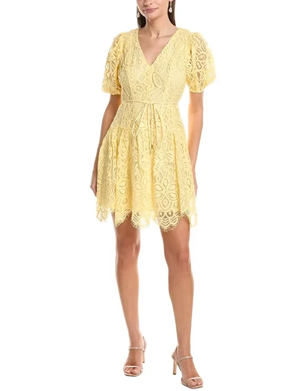 Puff Sleeve Guipure Lace Mini Dress