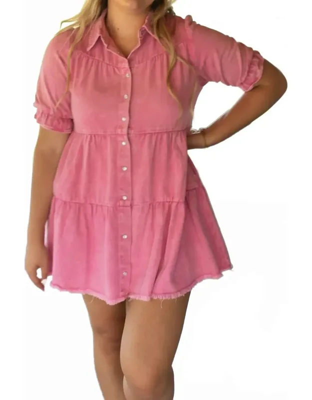 Oh Snap Button Denim Mini Dress