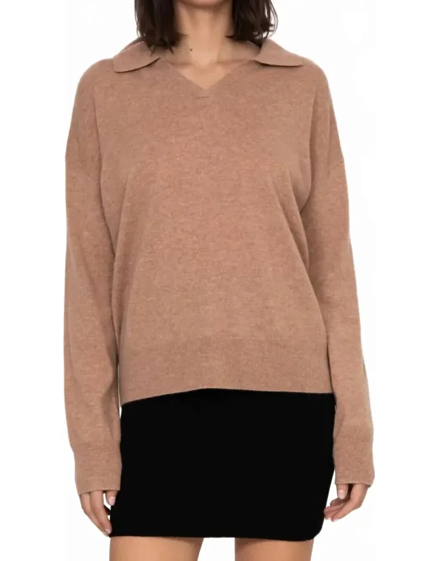 Luna Collared Cashmere Crew Sweater