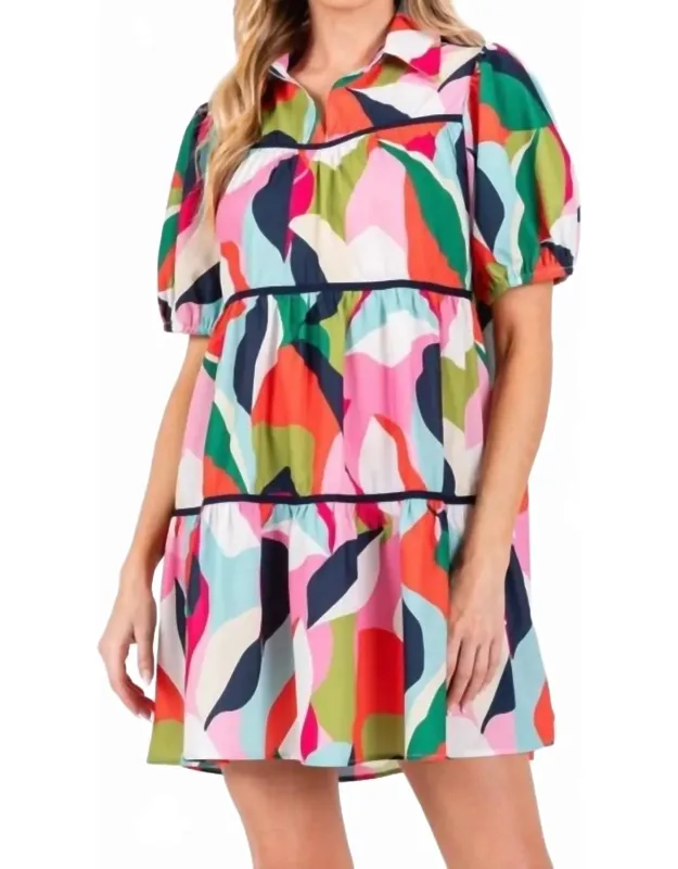 Whimsical Wonderland Babydoll Dress With Puff Sleeves