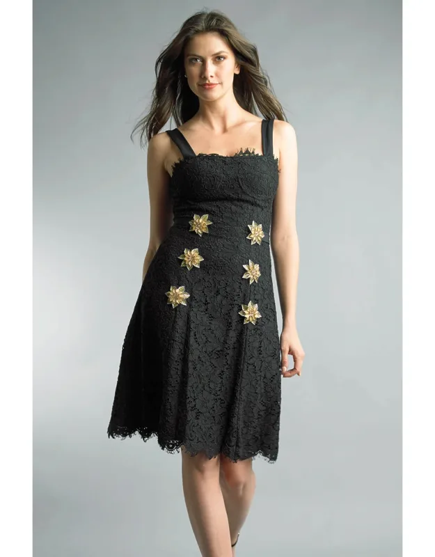 Floral Appliqué Lace Cocktail Dress
