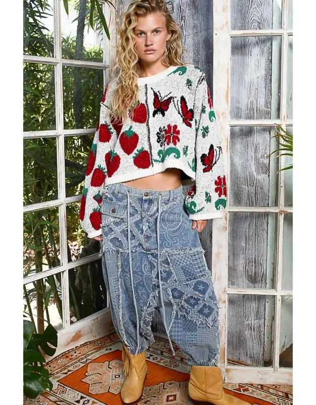 Long Sleeve Round Neck Split Sweater Top