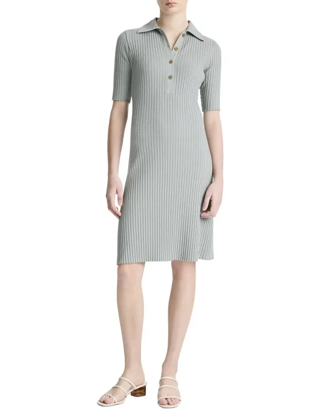 Elbow Sleeve Polo Mini Dress