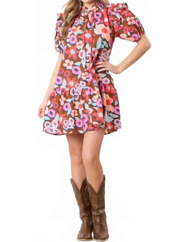 Floral Poplin Ruffle Dress