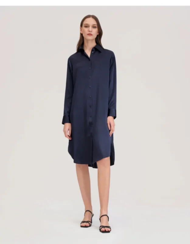 Classic Silk Shirt Dress