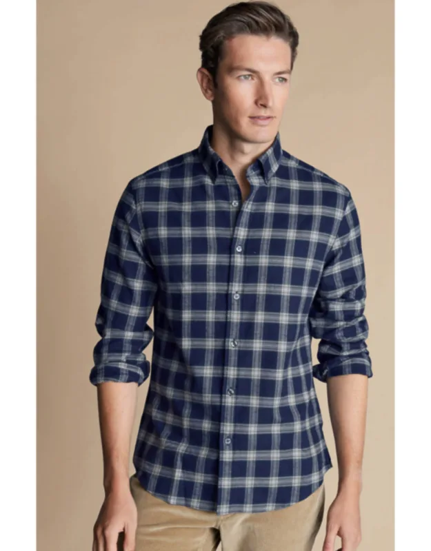 Button-down Collar Brushed Flannel Check Shirt