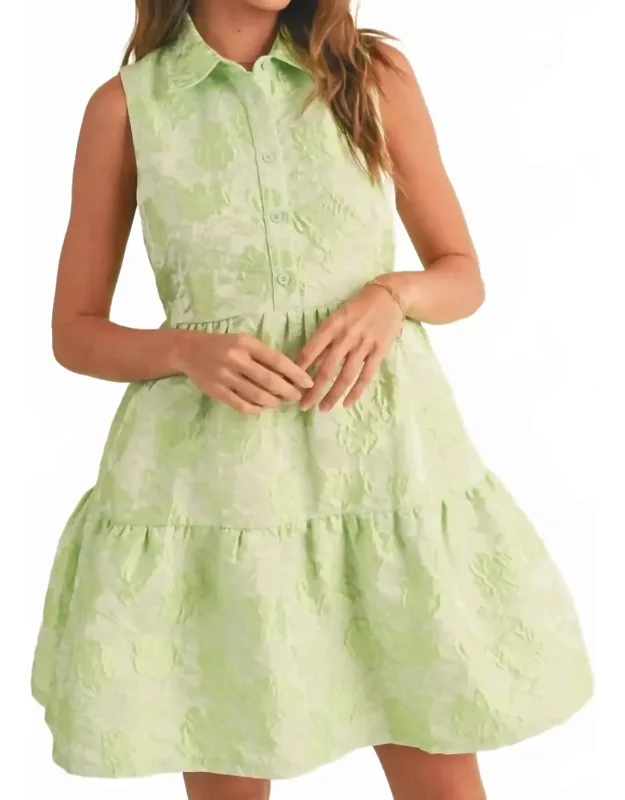 Button Down Texture Sleeveless Mini Dress