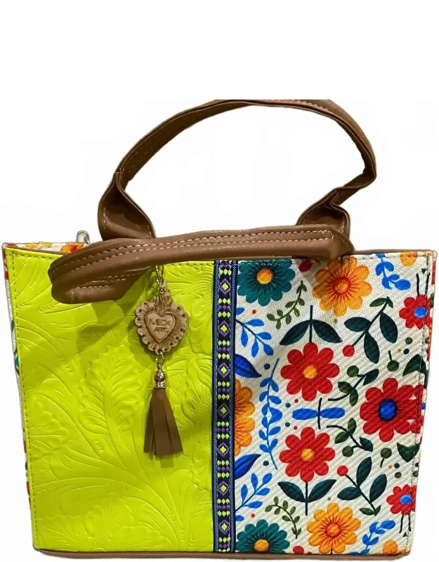 Artisanal Embroidered Look Leather Tote Bag