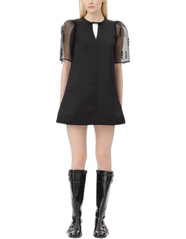 Fringed Organza Mini Dress