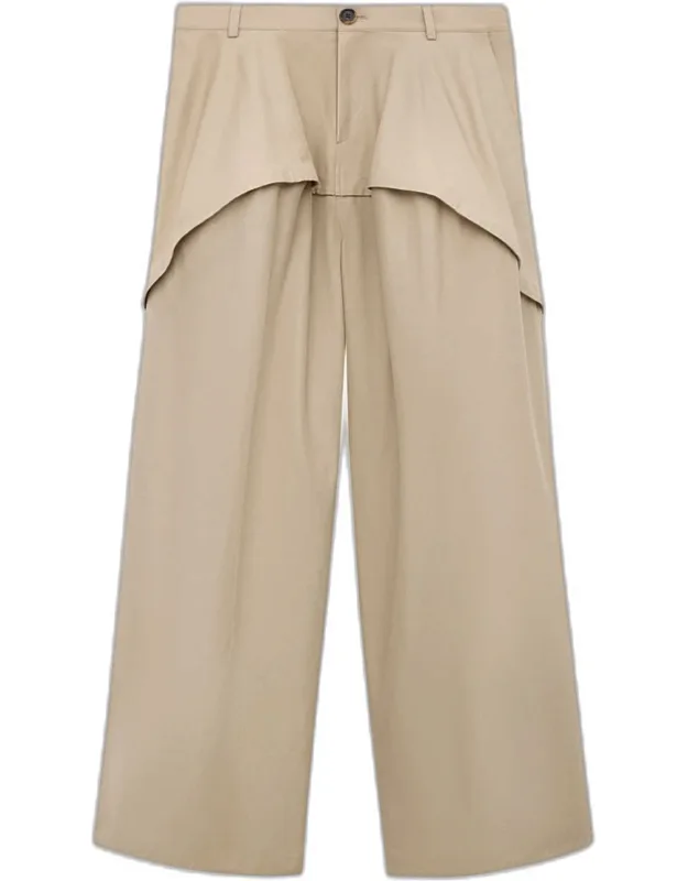 Layered Yoke Wide-leg Trousers