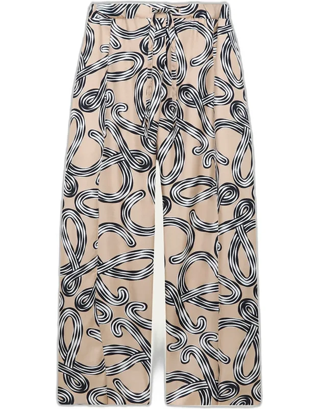 Abstract-print Silk Wide-leg Pull-on Trousers