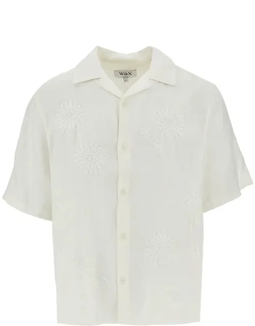 Embroidered Flowers Linen Shirt
