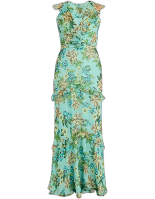 Floral Sleeveless Ruffle Dress