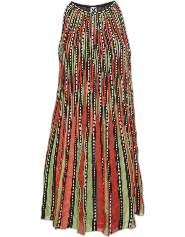 Multicolor Striped Knit Sleeveless Mini Dress