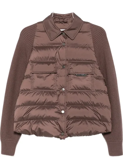 Quilted-panel Knit-sleeve Jacket