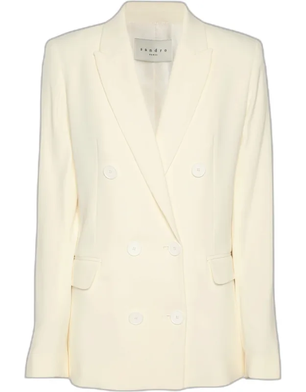 Stretch Crepe Double Breasted Blazer