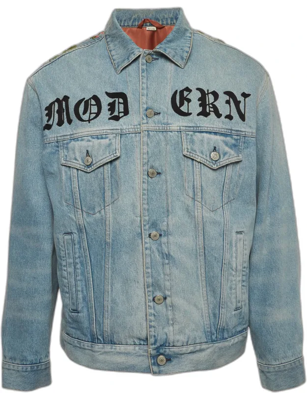 Denim Modern Logo Embroidered Jacket