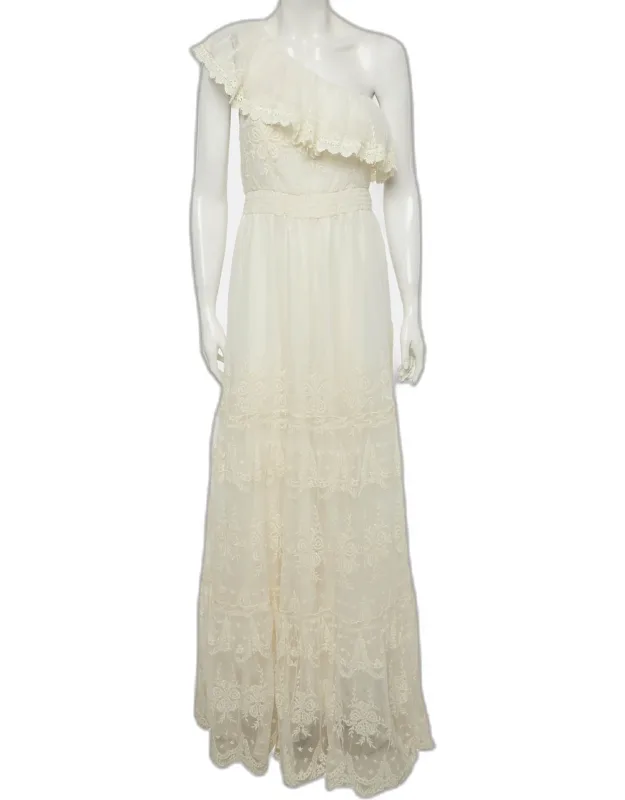 Floral Lace One-shoulder Maxi Dress