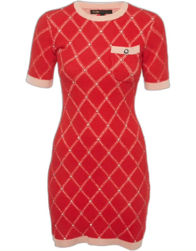 Knit Diamante Mini Dress