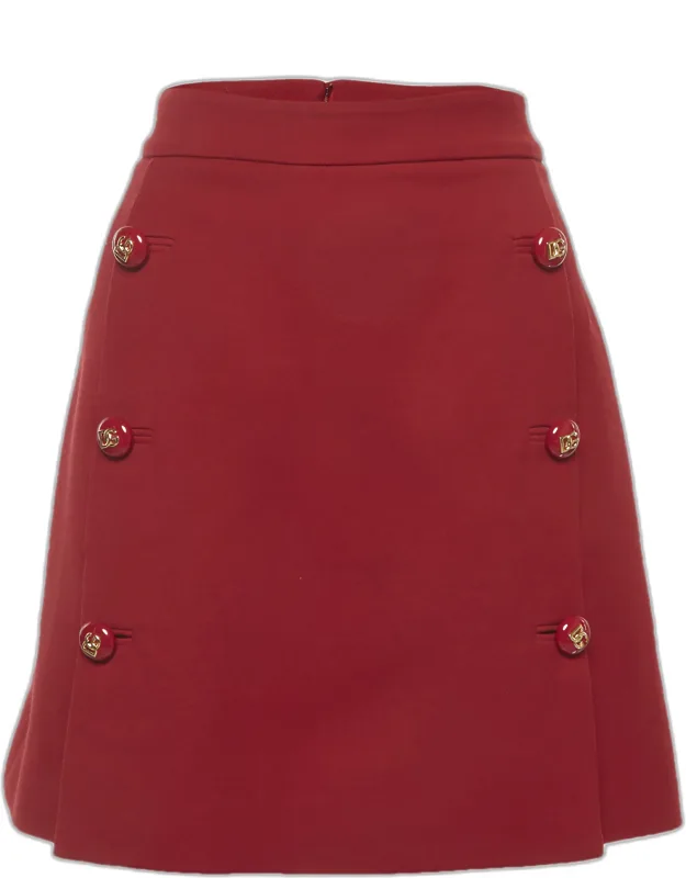 Wool Button Detail Mini Skirt