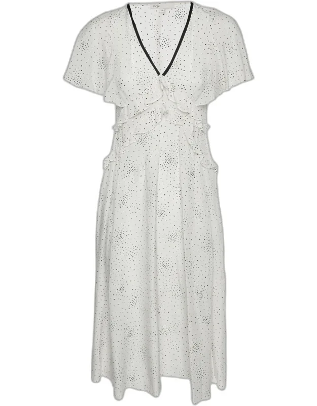 Star Print Synthetic Racky Ruffled Midi Dress