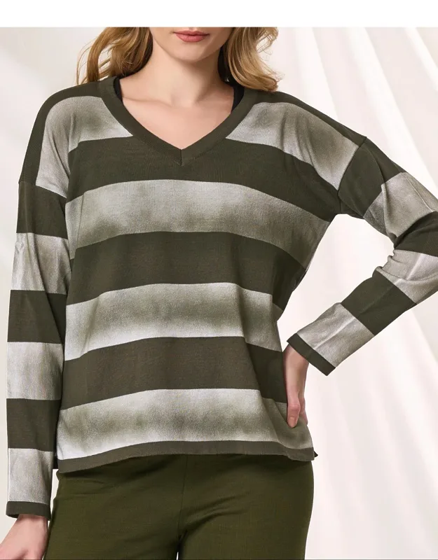 Stripe V-neck Sweater