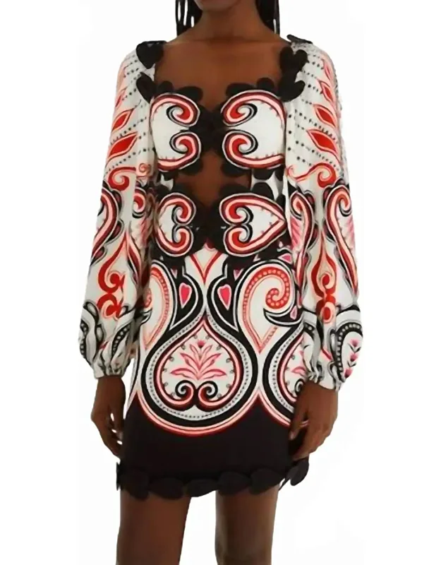 Graphic Cut-out Hearts Mini Dress