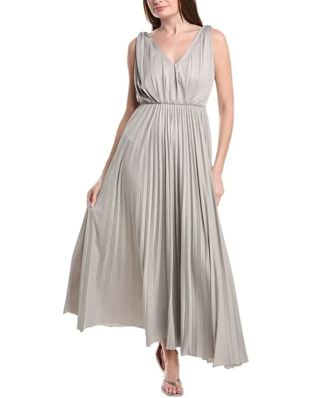 Pleated Jersey Sleeveless Maxi Dress