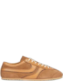 Mixed Leather Retro Runner Sneakers