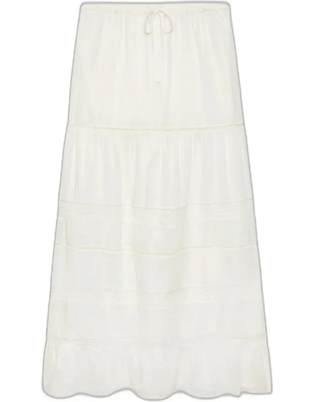 Lace-inset Poplin Maxi Skirt