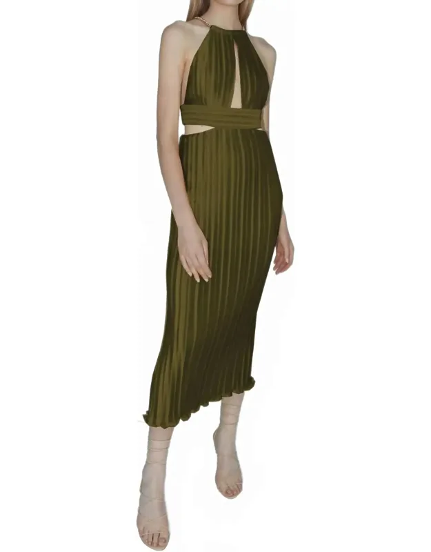 Halter Neck Pleated Dress