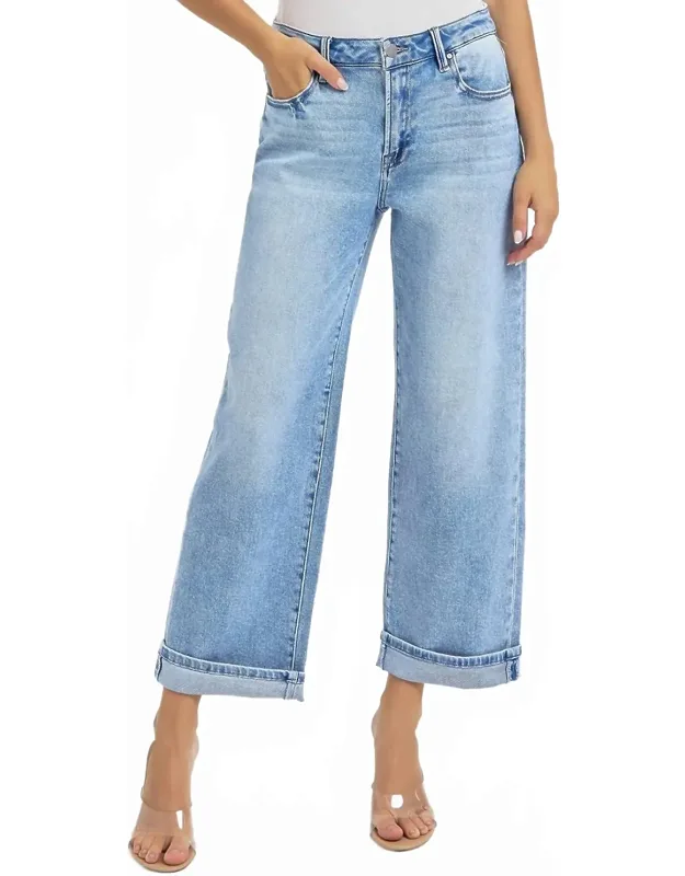 High Rise Ankle Boyfriend Cuffed Jeans
