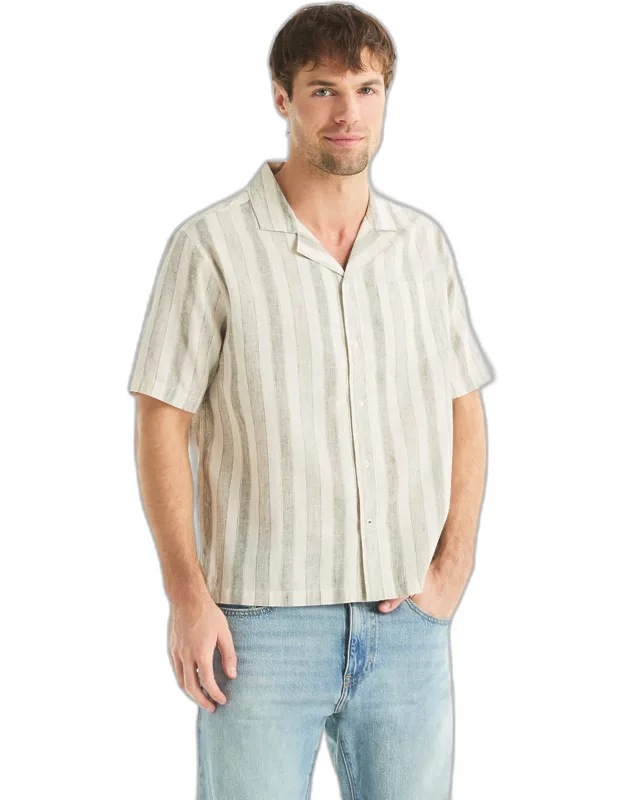 Striped Short-sleeve Camp Shirt