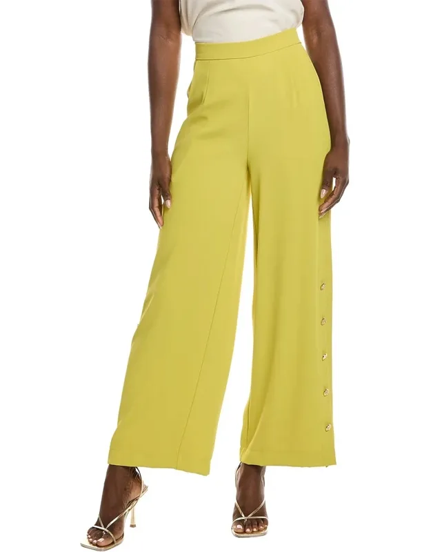Wide Leg Half Button Open Casual Pants