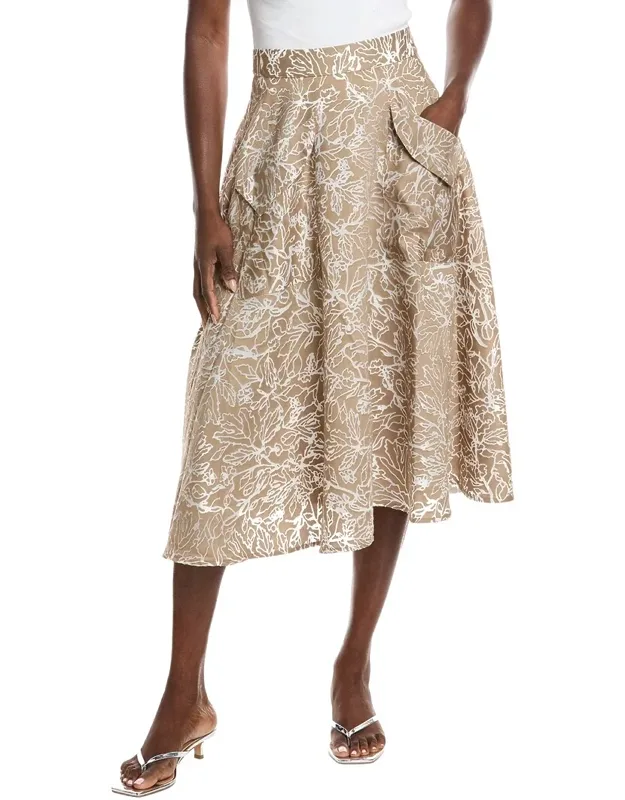 Organza Flocked Velvet Print Skirt